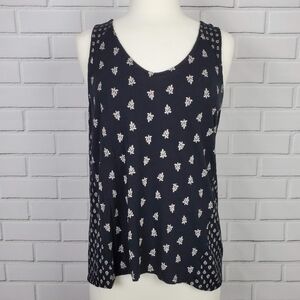 Old Navy‎ Womens Black White Sleeveless Blouse Size Large Scoop Neck Open Back